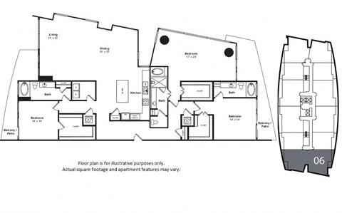 Floor plan for 3 beds, 3 baths, 2554 sqft